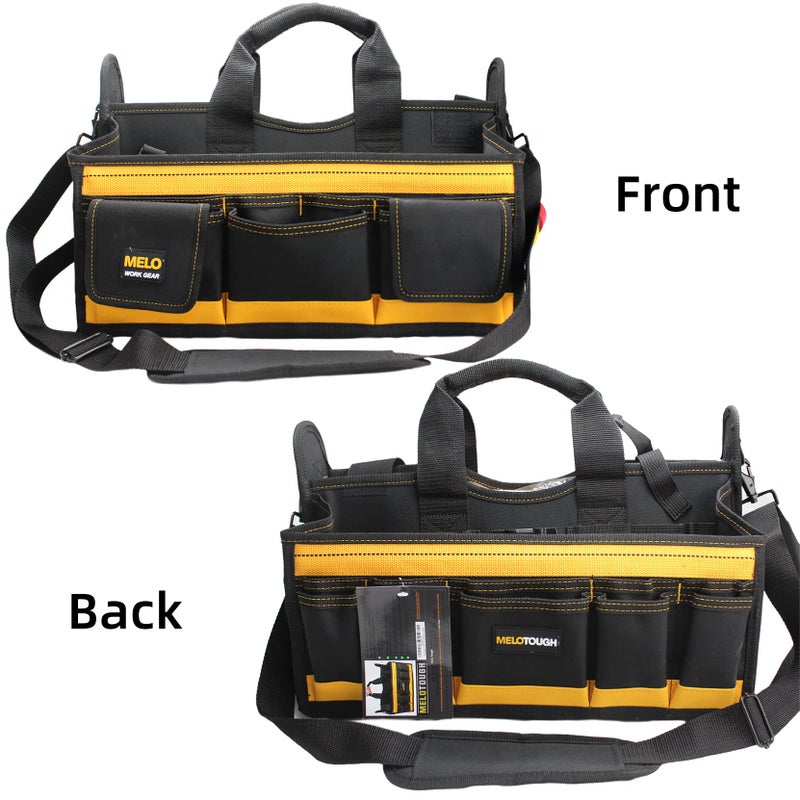 MELOTOUGH Electrician Tool Bag with shoulder strap 17 inch, HAVC Tool bag, Open Top Tool Carrier with plastic tray for construction DIY,Electrical,Technician - Image 5